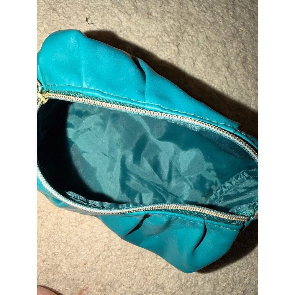 Small blue pouch cosmetic bag blue teal ulta zip bag